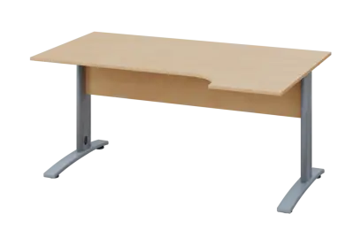 ERK 18 - 164 stůl kancelářský, rohový, pravý, kovová podnož stříbrná, deska 18 mm, široký 1600 mm, bříza irská